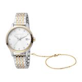 Ladies' Watch And Bracelet In Stainless Steel, Partially Gold-Plated