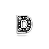 Letters Charm D Sterling Silver With Zirconia