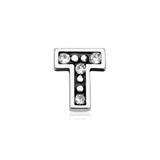 Sterling Silver Letters Charm T With Zirconia