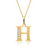 8ct Gold Chain Letter H With Zirconia