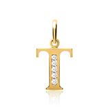 8ct Gold Letter Pendant T With Zirconia