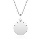 Chain With Round Pendant In 14K White Gold Engravable