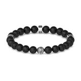Bracelet For Men In Black Pearls And Stainless Steel