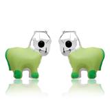 Studs Sterling Silver Horse Green