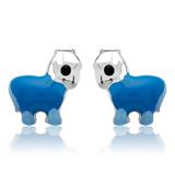 Studs Sterling Silver Horse Blue