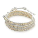 White Leather Bracelet With Freshwater Pearls