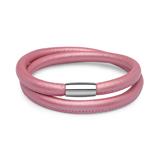 Double Breasted Wrapped Leather Bracelet For Charms Pink