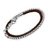 Bracelet In Brown Leather And Stainless Steel