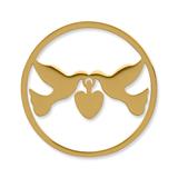 Coin Stainless Steel Dove Heart Yellow Gold