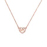 Heart-shaped necklace in rose gold-plated 925 silver with zirconia