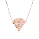 Rose Gold Plated Stainless Steel Chain With Zirconia