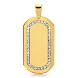 Gold Plated Stainless Steel Dogtag With Zirconia