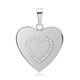 Stainless Steel Heart Pendant Polished With 26 Stones
