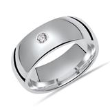 High Gloss Polished Sterling Silver Ring 7mm Zirconia