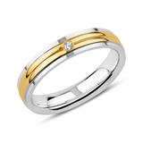 Engravable 925 Silver Ring, Partly Gold Plated Zirconia