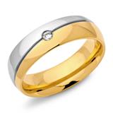 Stainless Steel Ring 6mm Gold Plated With Zirconia