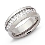 Exclusive Stainless Steel Ring With Zirconia All Around