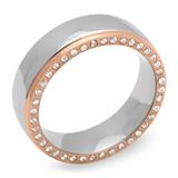 Stainless Steel Ring Gold Plated Zirconia 6mm Wide