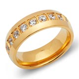 Gold Plated Stainless Steel Ring With Zirconia