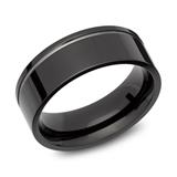 Ring Stainless Steel Gloss Groove Black 8mm Wide