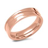 Rose Gold Plated Stainless Steel Ring With Gloss Groove