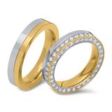 Stainless Steel Wedding Rings With Zirconia Two-Tone