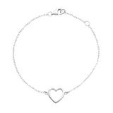 Polished Sterling Silver Bracelet With Heart Pendant