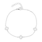 Floral Sterling Silver Bracelet With Zirconia