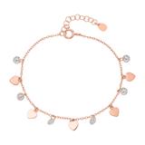 Bracelet Hearts 925 Silver Rose Gold-Plated With Zirconia