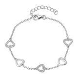 925 Silver Heart Bracelet With Zirconia