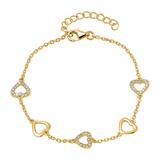 Bracelet Hearts Made Of Gold-Plated 925 Silver Zirconia