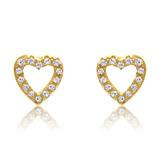 Yellow Gold Plated Stud Earrings Sterling Silver Zirconia