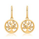 Gold Plated Sterling Silver Earrings Tree Of Life Zirconia