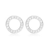 Sterling Sterling Silver Stud Earrings Circle With White Zirconia