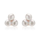 Rose Gold Plated 925 Silver Ear Studs With Pearls