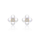 Pearl Stud Earrings Blossom Sterling Silver, Gold Plated