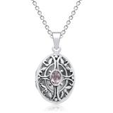 Silver Necklace With Locket Amethyst