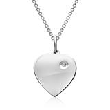 Silver Necklace Pendant Heart Zirconia