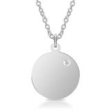 Sterling Sterling Silver Necklace Pendant Diamond Engraving