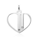 Pendant Heart Of 925 Silver With Zirconia, Engravable