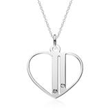 925 Silver Heart Necklace With Zirconia, Engravable