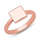 Ring Square Sterling Silver Rose Gold Engravable