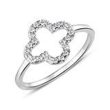 Sterling Silver Cloverleaf Ring With Zirconia