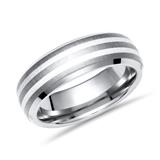 Ring Titan mit Einlage Silbern 6mm matt