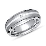 Modern Ring Titanium With Inlay Silver & Diamond