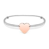 Engravable Heart Bracelet In Grey Textile, Rosé
