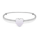 Textile Bracelet With Engravable Heart In 925 Silver