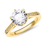 Engagement Ring Sterling Silver, Gold Plated with Zirconia