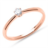 Solitaire Ring In 14ct Rose Gold With Diamond 0.15 ct.