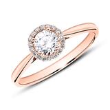 14 Karaat Roségouden Halo Ring Met Diamanten